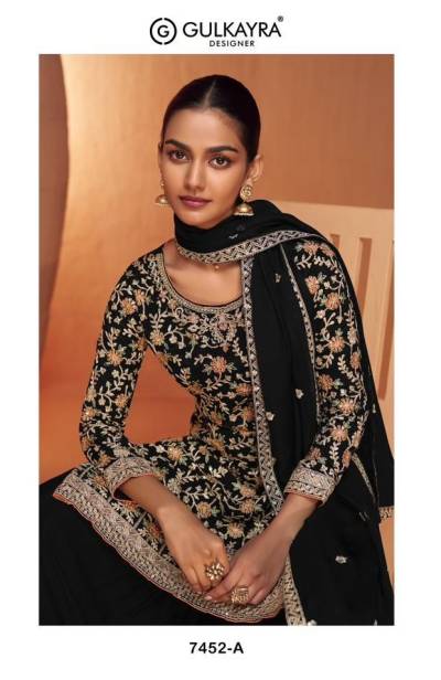 GULKAYRA JHANVI 7452A TO 7452D DESIGNER CHINON SALWAR SUIT WHOLESALER IN INDIA